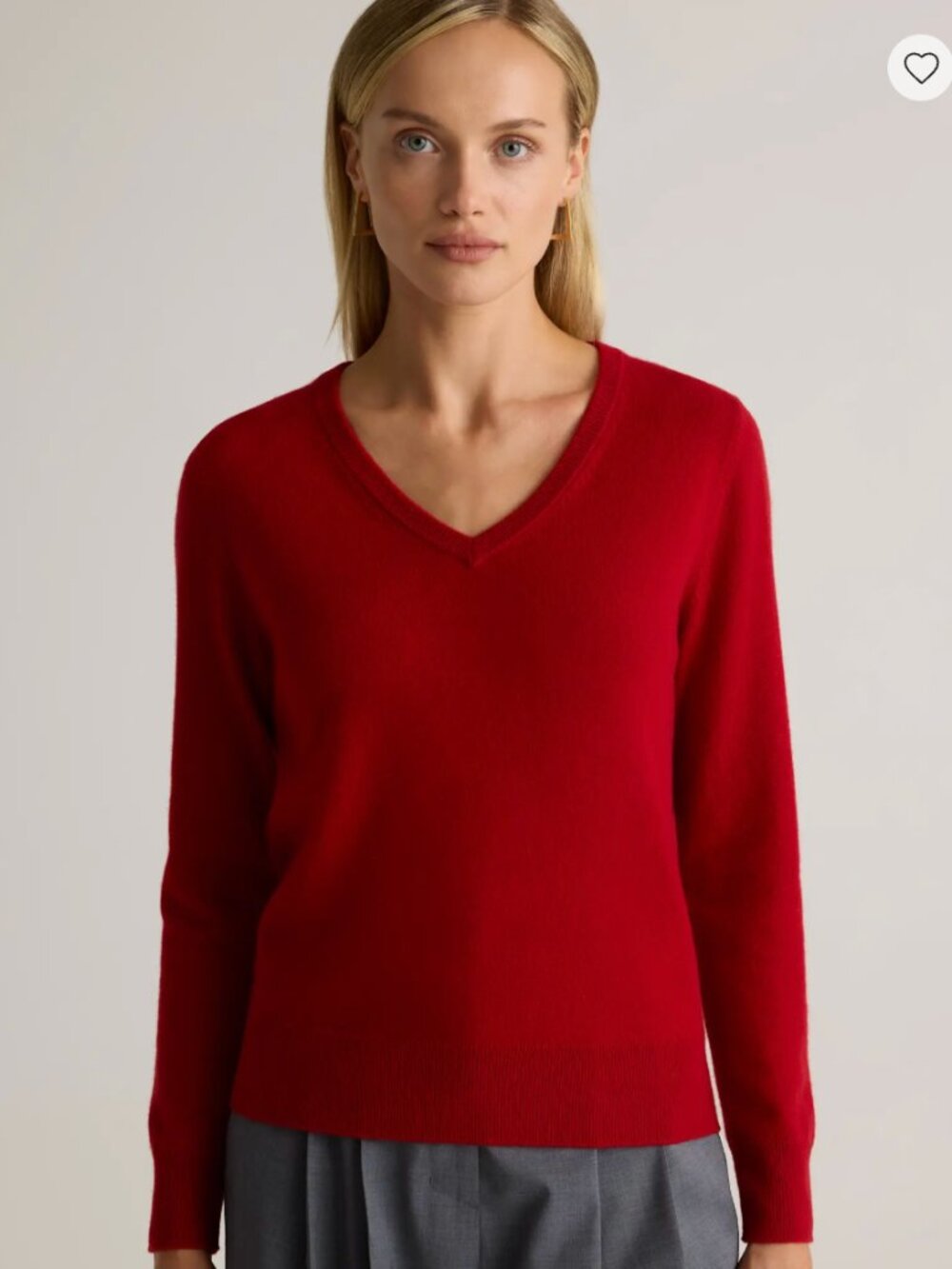 Quince Red Mongolian Cashmere V-Neck Sweater (M)